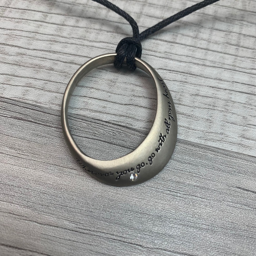 Inspirational Wherever You Go Go With All Your Heart Pendant Necklace 16in 5564